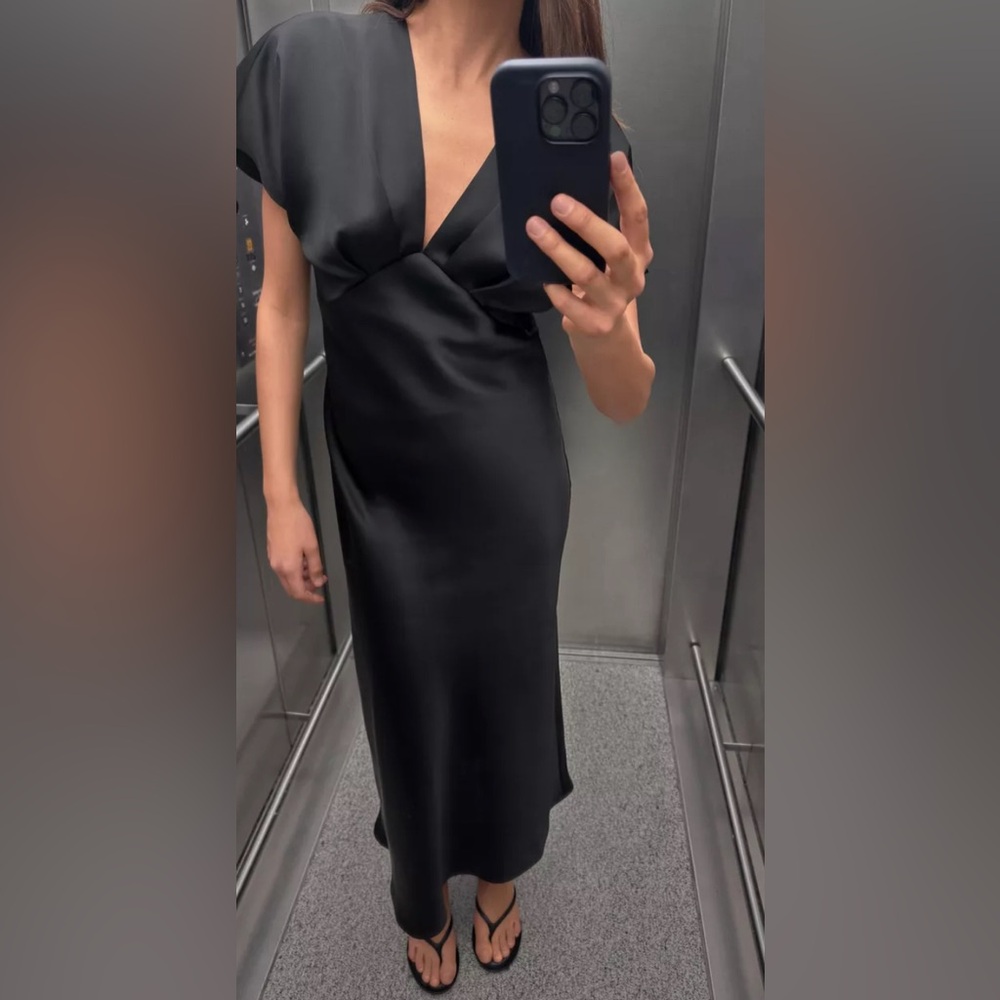 ZARA Black Satin Dress – XS - Picture 6 of 7